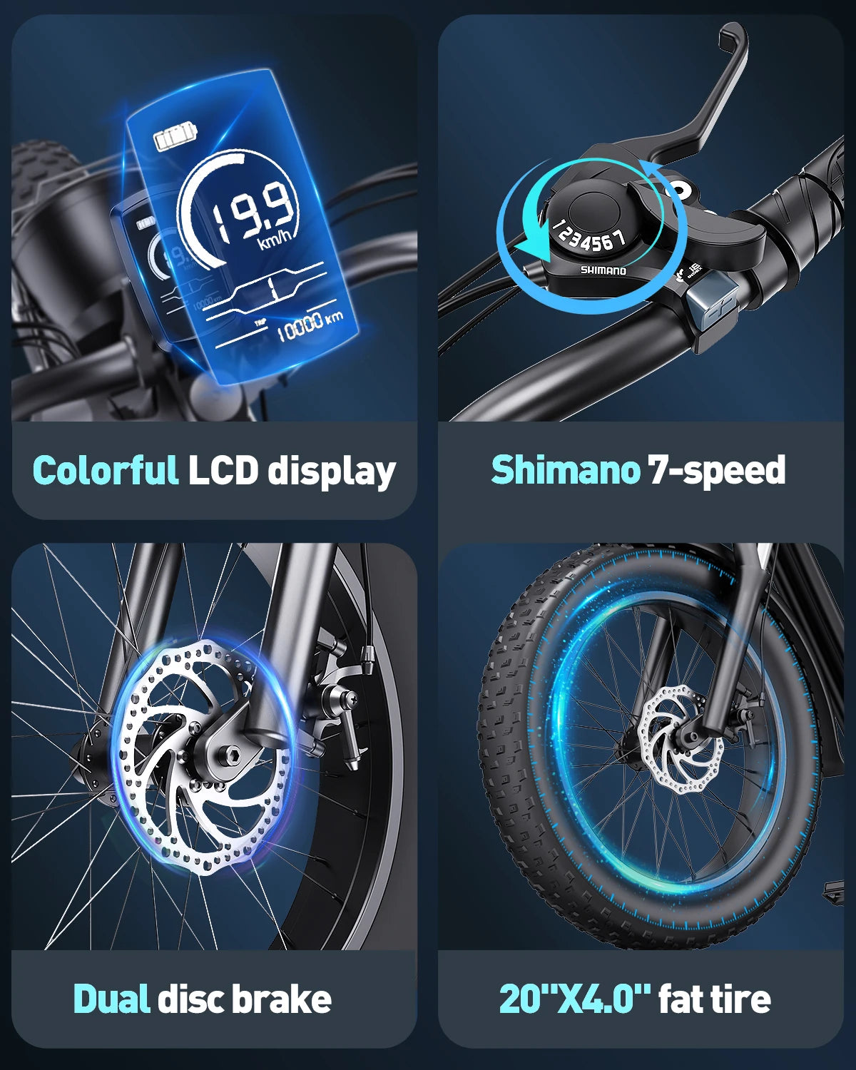 Fat Tire Dirt Bike Shamano 7-Speed Electric Bike