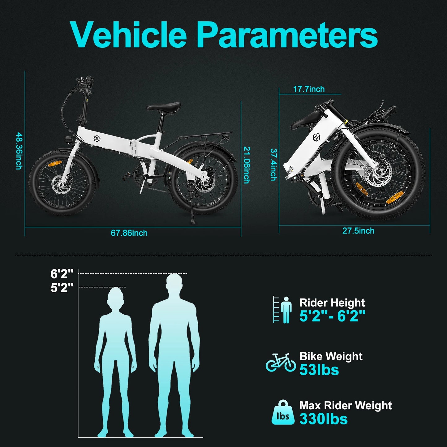 500W Engine Adult Folding Electric Bike